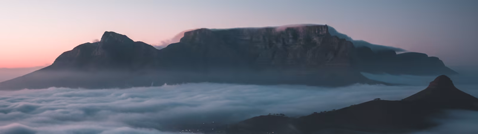 Table Mountain wreathed in dawn mist