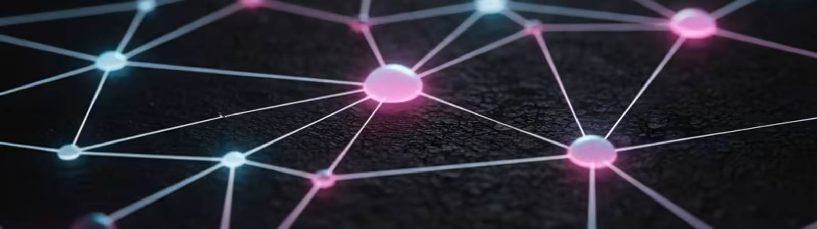 Glowing network connection lines on a dark surface