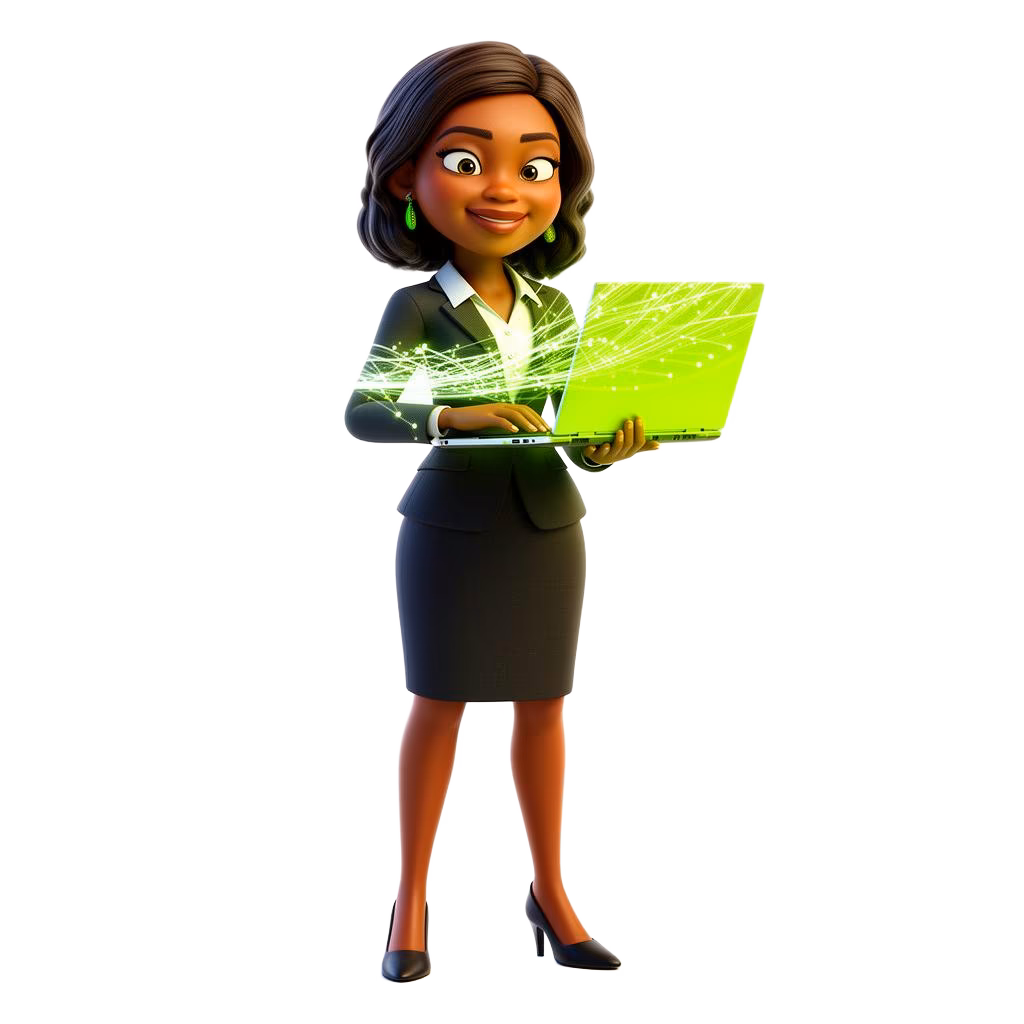 3D illustration of an Accelerit fibre business customer with a glowing laptop