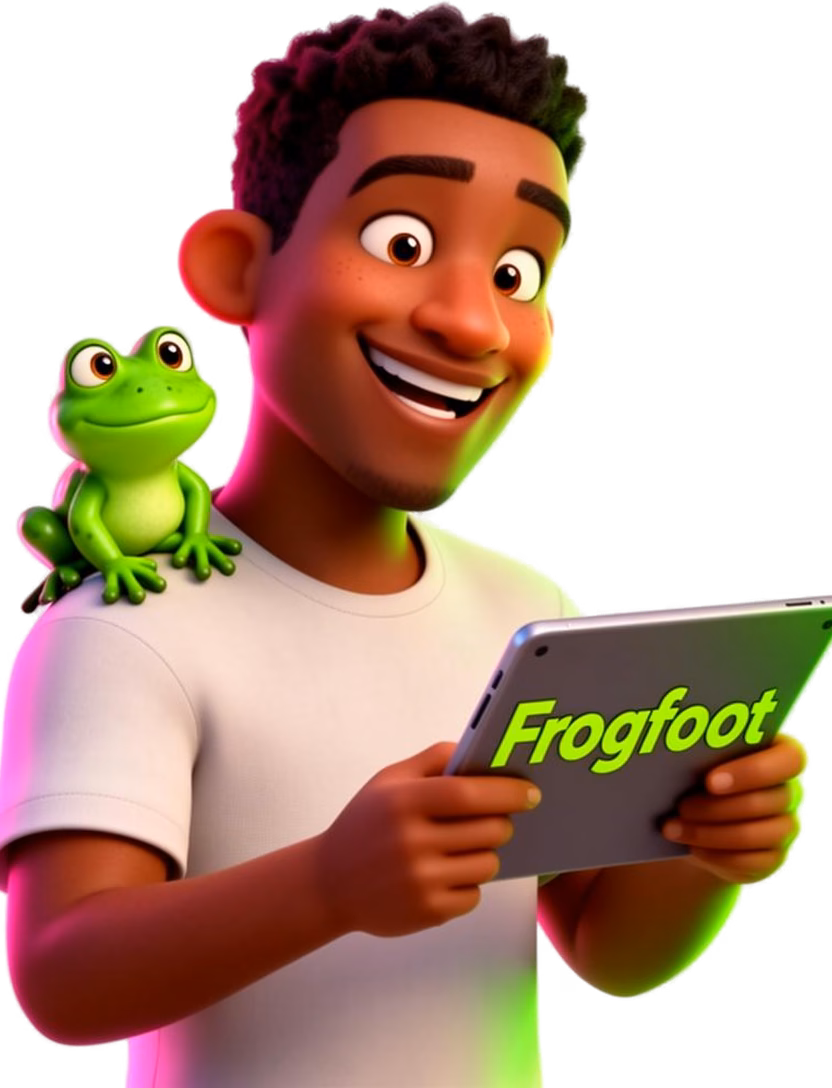 Friendly community member smiling in a green outfit representing Frogfoot fibre