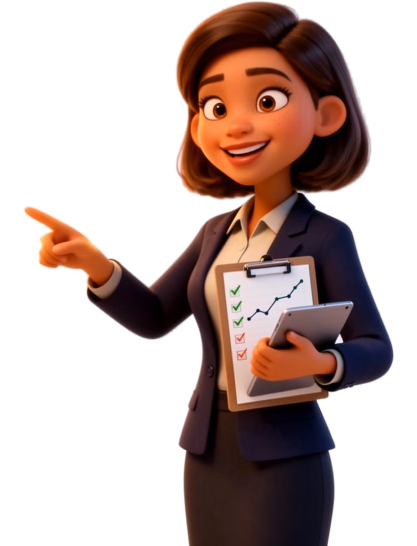 3D illustration of a Fastest Fibre data analyst pointing at a chart of South African fibre rankings