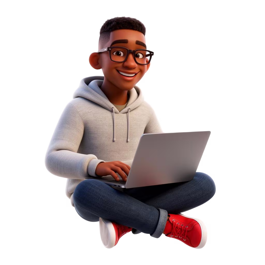 Relaxed young South African on a couch with a laptop, no contract