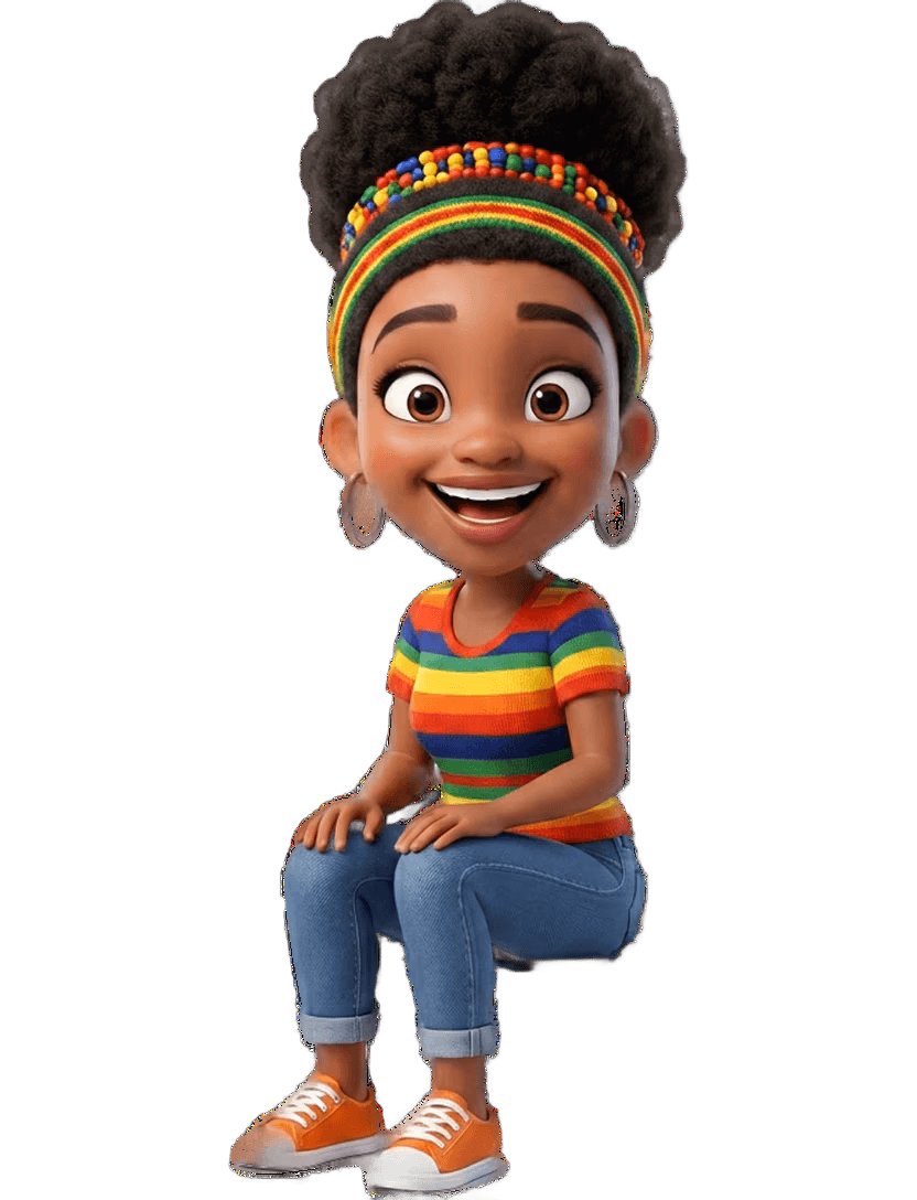 3D illustration of a happy South African woman streaming on a smart TV powered by MWeb fibre