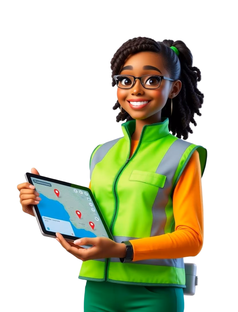 Openserve fibre technician checking coverage on a tablet