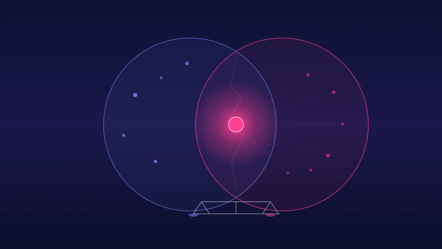 Two overlapping circles representing Openserve's wholesale network and the retail ISP market, with a glowing contested node where Openserve ISP now sits in both