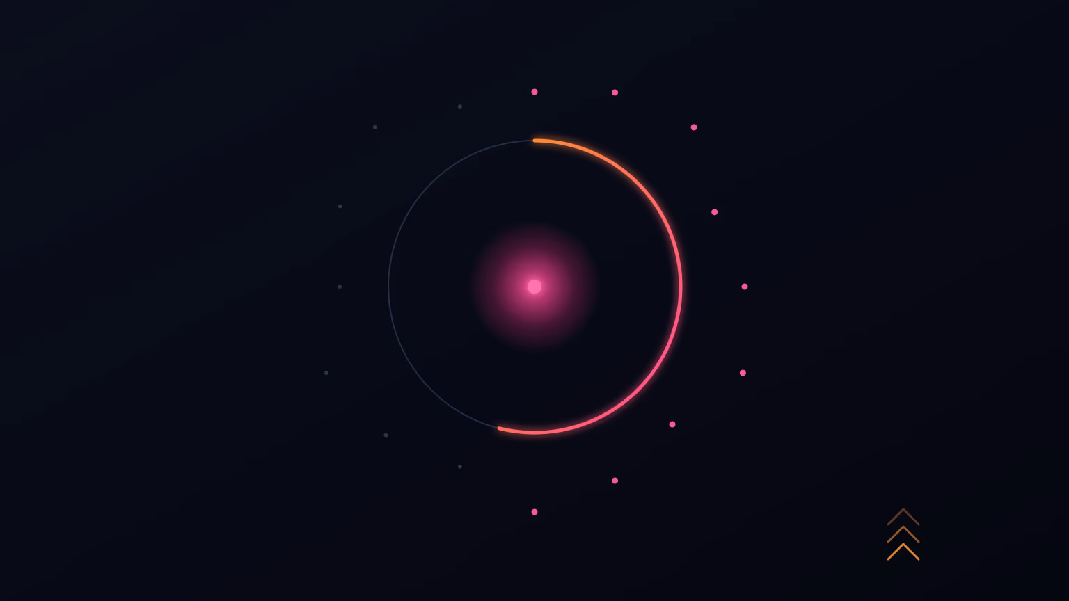 Abstract dial showing a partially-lit connectivity ring at just under 54%, with growth chevrons, representing Openserve's homes-connected rate