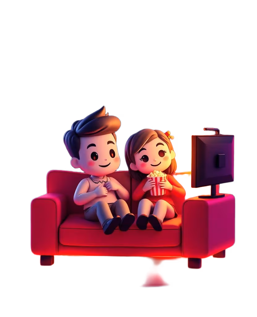 Couple streaming together character