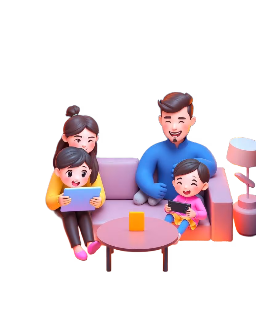 Family on multiple devices character
