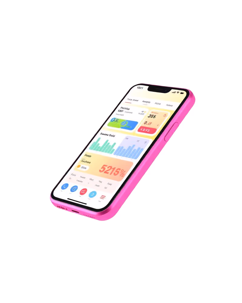 Webafrica mobile app on a pink smartphone
